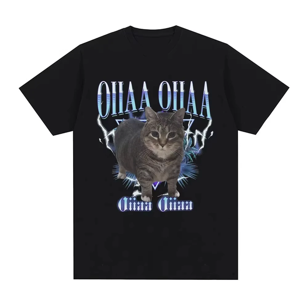 

OIIAA OIIAA Funny Spinning Cat Meme Humor Brainrot T-shirt Men Women Fashion Vintage T-shirts Casual Loose Short Sleeves T Shirt