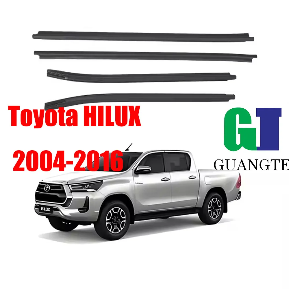 

4PCS Black Car rubber Weatherstrip Glass Window Molding Trim Seal Belt Compatible with Toyota HILUX 2004-2016 68162-0K010