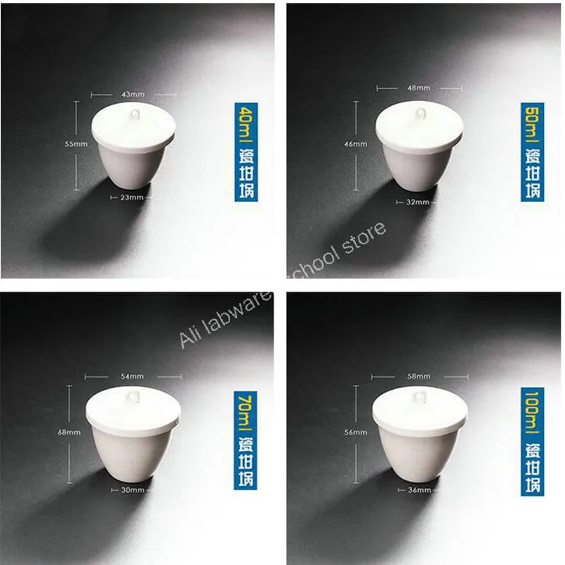 All size available 5ml to 300ml Porcelain crucible lab 1/2/5/10pcs ceramic crucible with lid for school labratory experiment