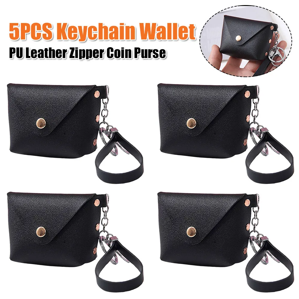 

Набор из 5 маленьких кошельков-брелоков из искусственной кожи для женщин: на молнии, на запястье, для монет, прочные, универсальные для покупок, путешествий, работы