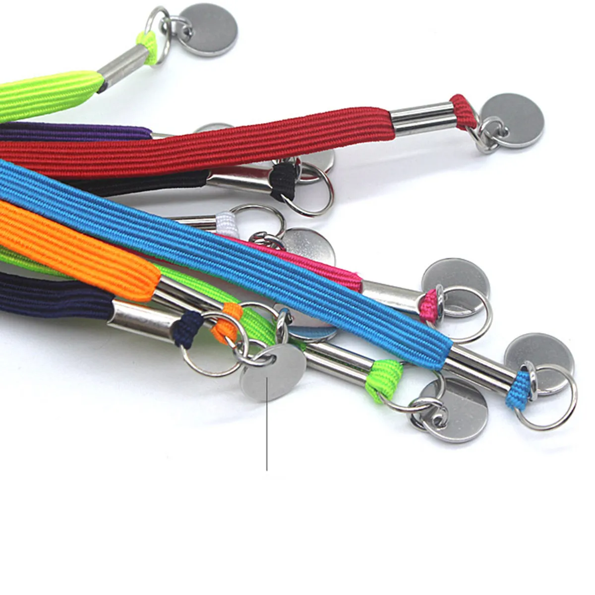 

Elastic Shoelaces Dark Grey Metal Circle Decor Easy Slip-on No Tie Sports Casual Sneakers Lace for Running Walking Athletic