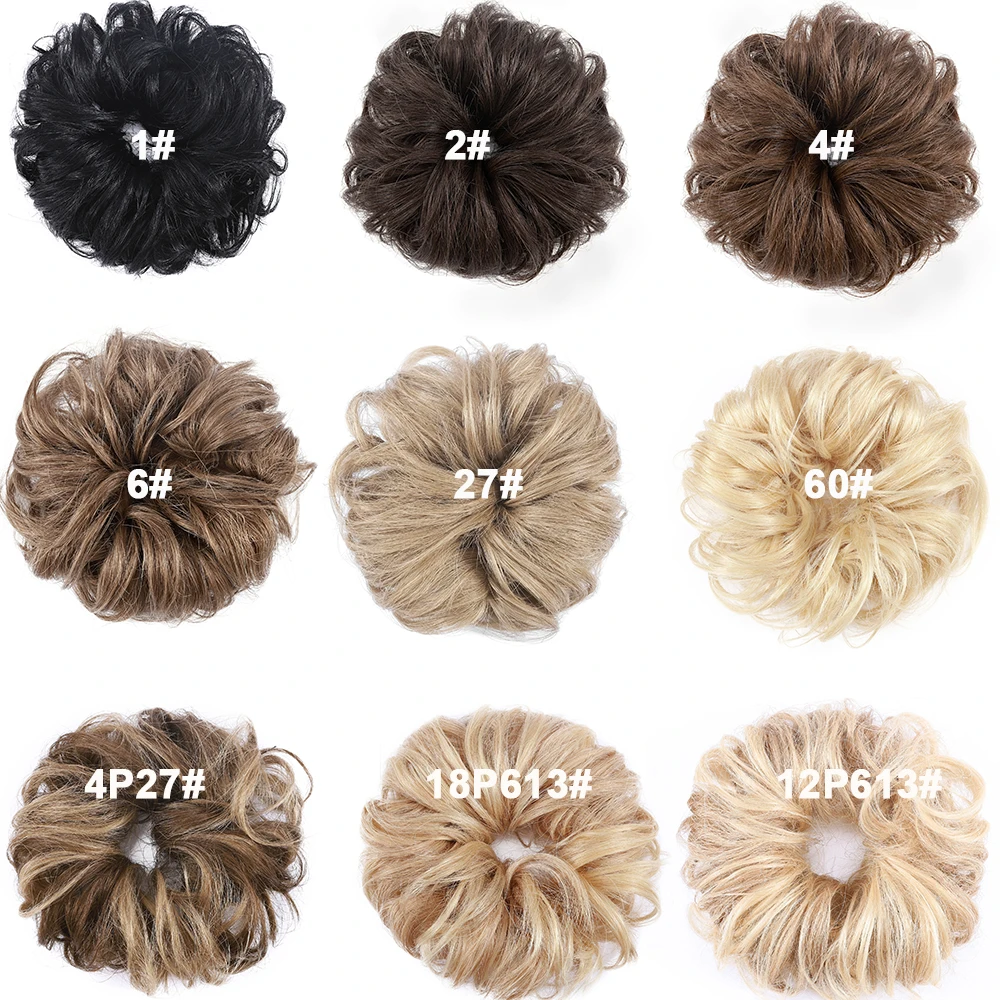 Phong Phú Lựa Chọn 32G Tóc Scrunchie Updo Bọc Da Lộn Xộn Búi Tóc Mảnh Chignons Cho Nữ Đuôi Ngựa Làm Tóc