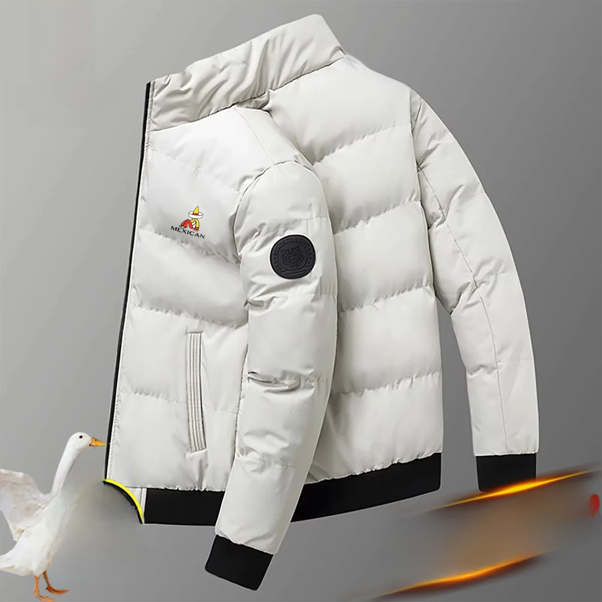 معطف رجالي من القطن من Thiened down Jaet 2025 شتوي دافئ مقاوم للرياح من القطن بطول عادي لون نقي ماركة مكسيكية