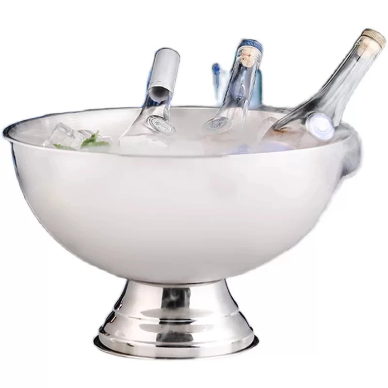 Stainless Steel Punch Bowl Ice Bucket, Large Wine Beer Ice Cooler for Bar Party Chilling Drinks