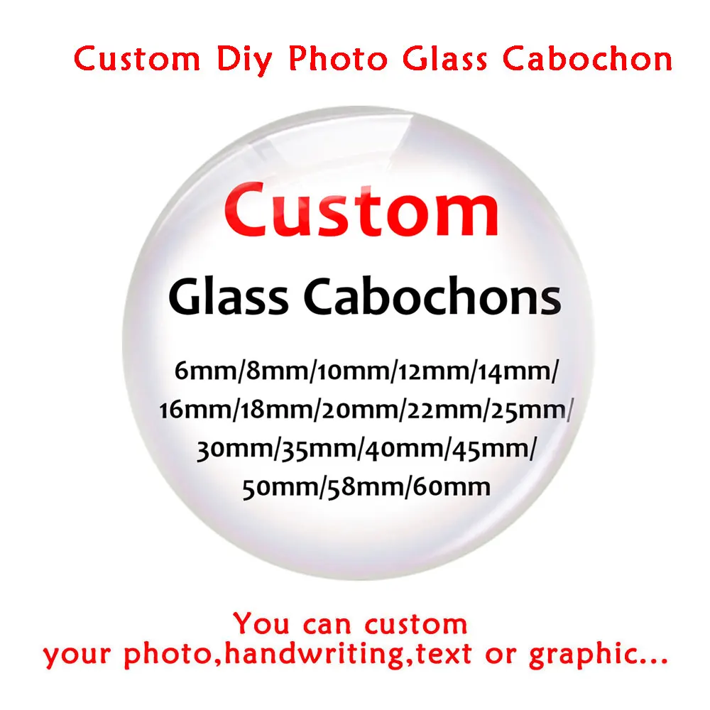 Custom Round Photo Glass Cabochons Personalized Handwriting Graphic Demo Flat Back Jewelry Making Finding Cameo Accessories