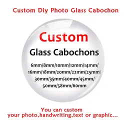 Custom Round Photo Glass Cabochons Personalized Handwriting Graphic Demo Flat Back Jewelry Making Finding Cameo Accessories