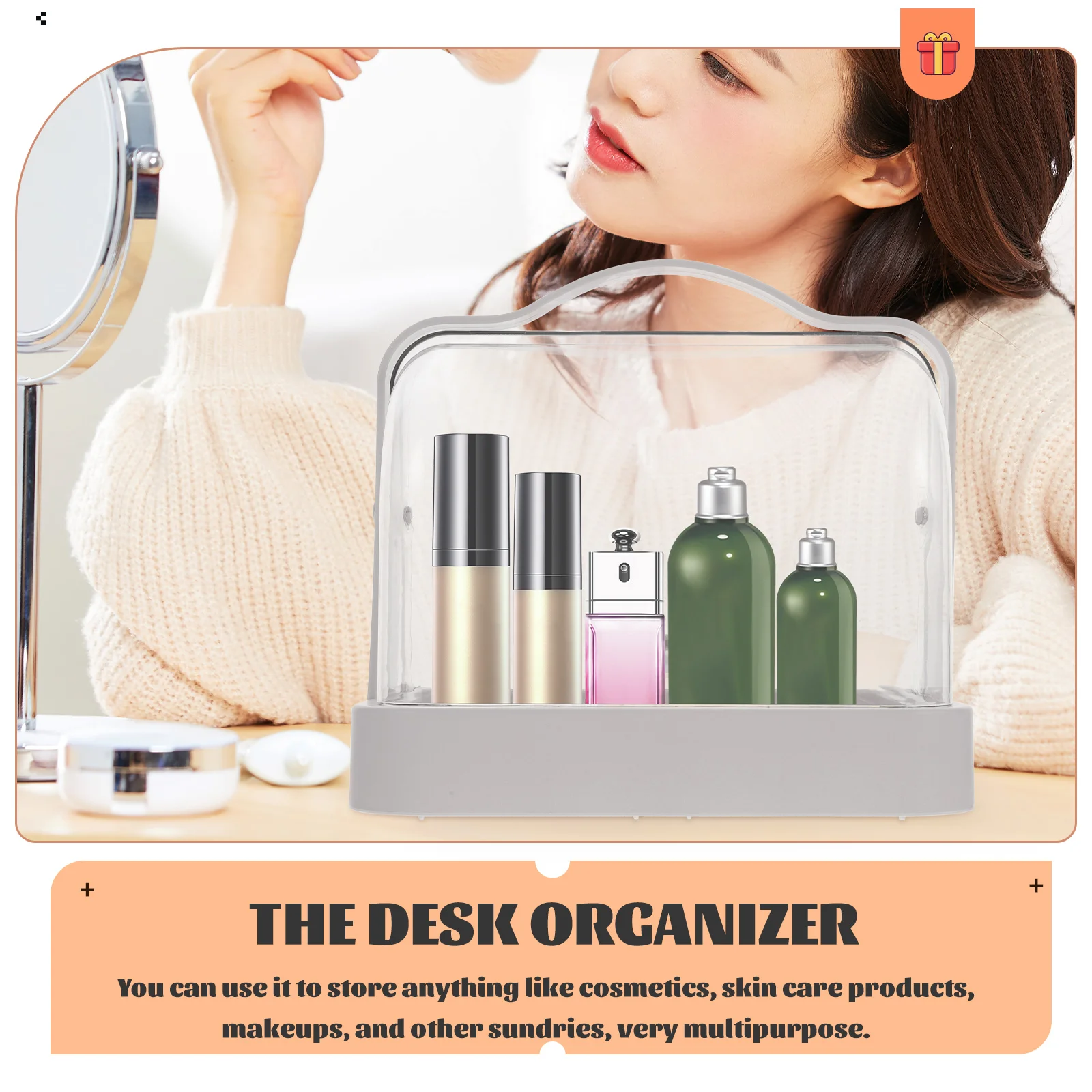 

2PCS Makeup ganizer Storage Box Clear Lid PP Silicone Multi Purpose Container Vanity Bedroom Home Cabinet Countertop