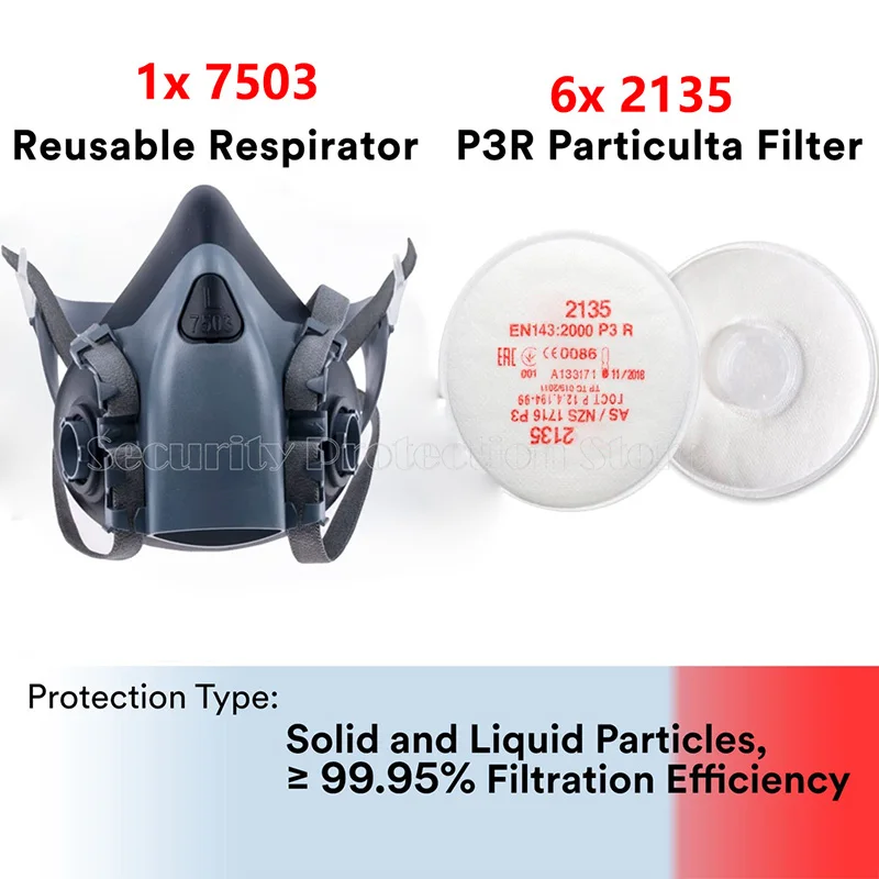 

7503 Silicone Reusable Respirator Gas Mask With 2135/2138 Filter For Dust Spray Painting Formaldehyde Welding Grinding Carpentry