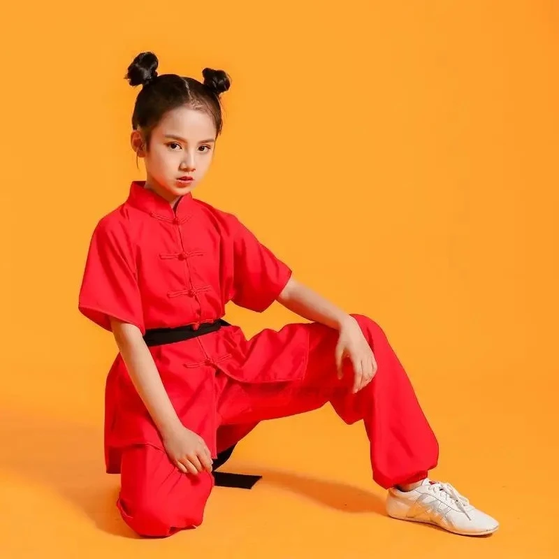 

chinese children traditional wushu set martial arts uniform kung fu suit warrior costume exercise outfits stage costume