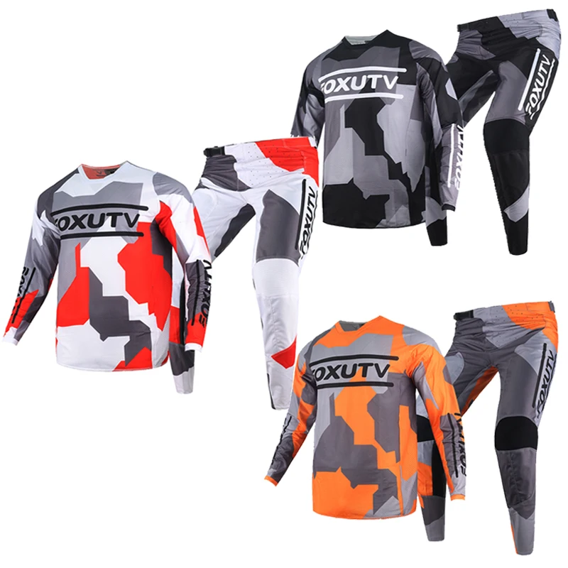 FOXUTV MX Moto Jersey Set Dirt Bike Motocross Gear Set ATV Motorcycle Combo Off Road Jersey And Pant