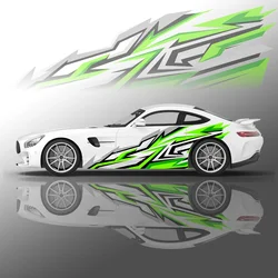 Cool Green Sports Car Line Diagram Car Side Sticker Vinyl Self-adhesive Paper Motorsport Paint Decal Suitable for Car Truck Suv