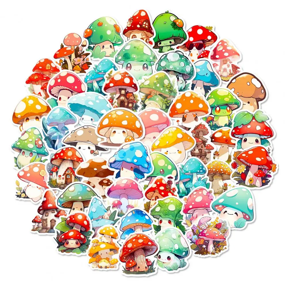 Mushroom Stickers Graffiti Sticker 50pcs Cartoon Mushroom Pattern Stickers for Water Bottles Laptops Notebooks Cute for Teen