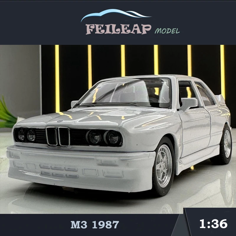 Simulation 1:36 BMW M3 1987 Vintage Sport Car Model Pullback Diecast Toy Vehicles Collective Miniature Voiture Home Decor