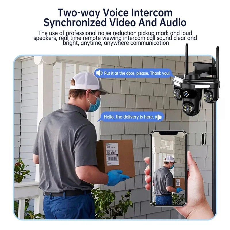 Outdoor Surveillance Camera 360 PTZ 3 Lens Video Recorder Motion Detect Home Alarm Cctv Webcam Night Vision Wifi Security Camera