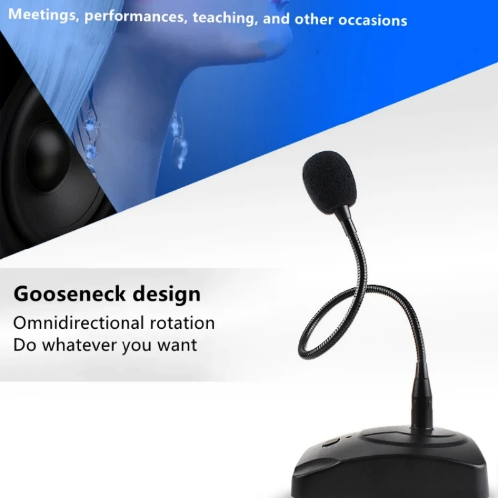 Gooseneck Microphone Professional Conference Center Mic Capacitive Broadcasting Flexible High Sensitivity Speech Wired 6.5 3.5mm