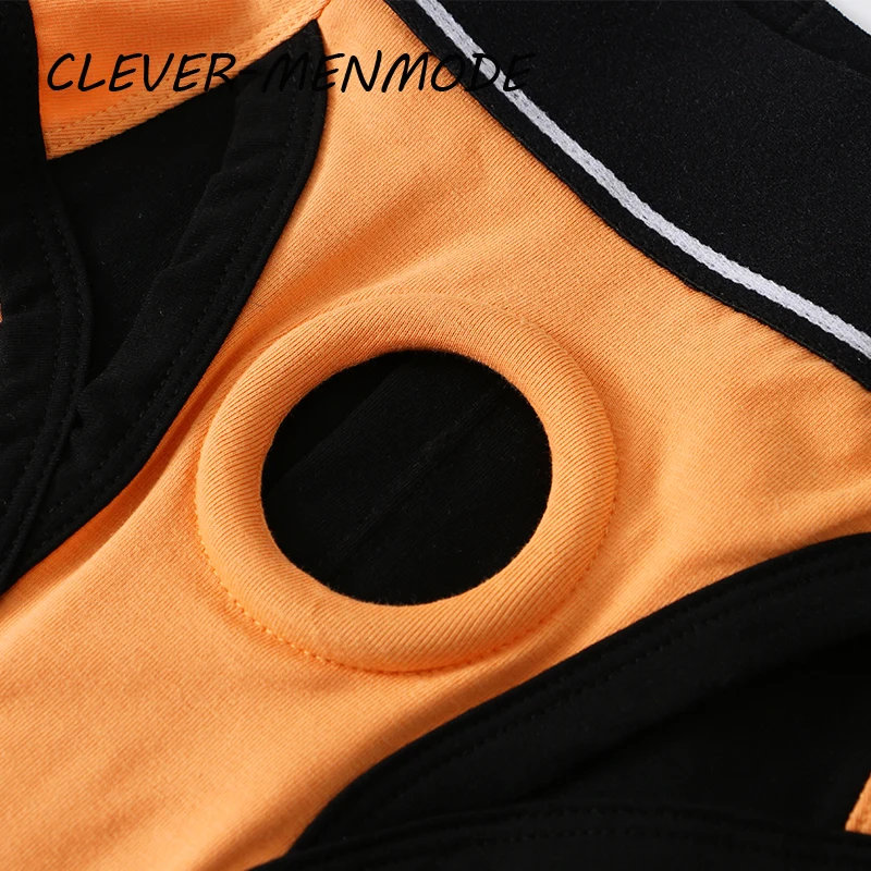 Men\'s Sexy Silicone O-Ring Briefs Cotton Open Hollow Lingerie BDSM Erotic Exemption Costume Penis Ring Panties Rave Accessories