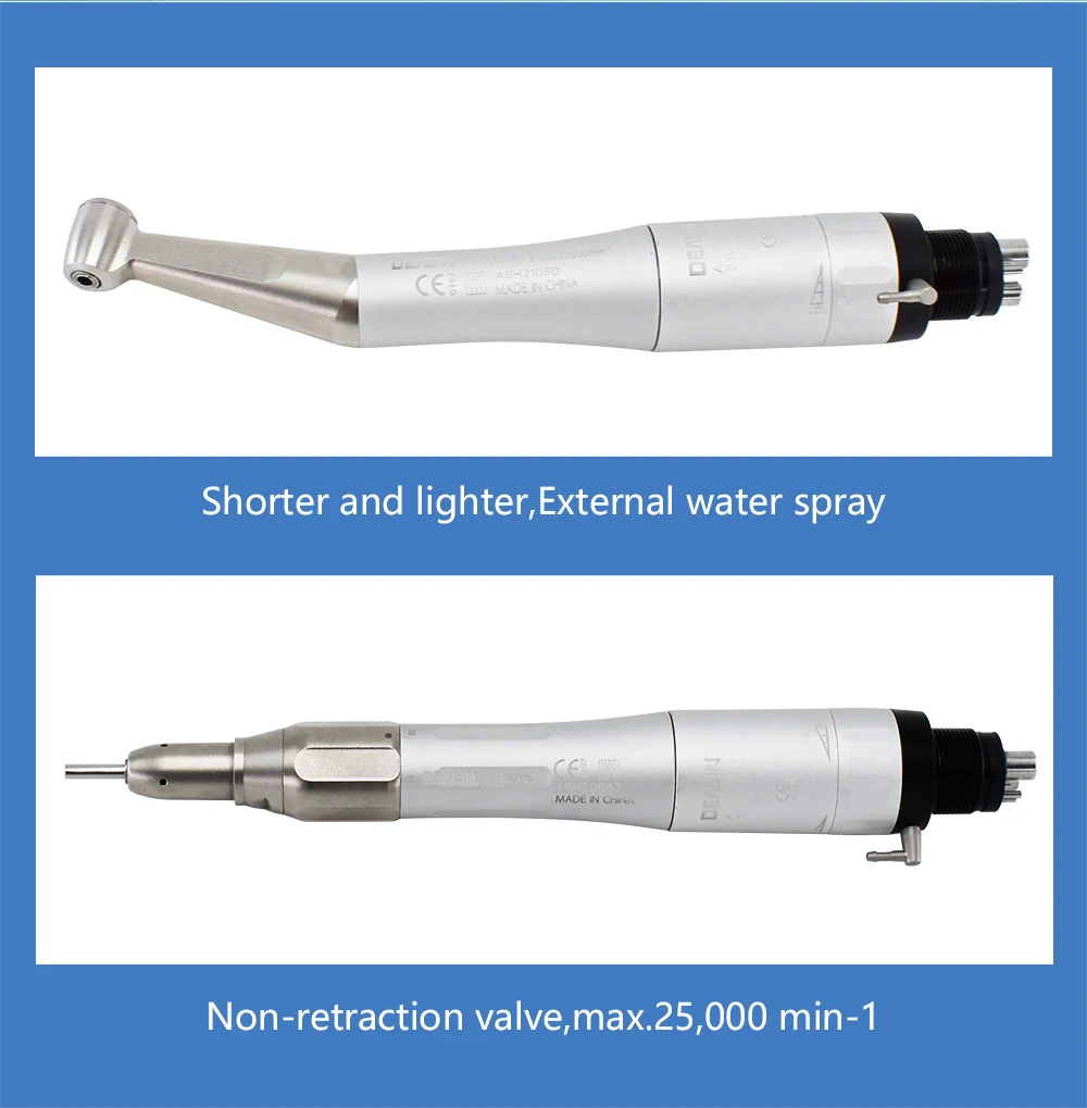 Dental-Handstück-Sets Dental 2/4-Loch-Druckknopf-Luftturbinen mit Einzelwasserspray LED Hoch-/Niedriggeschwindigkeits-Handstück-Motorkit – Detail 6