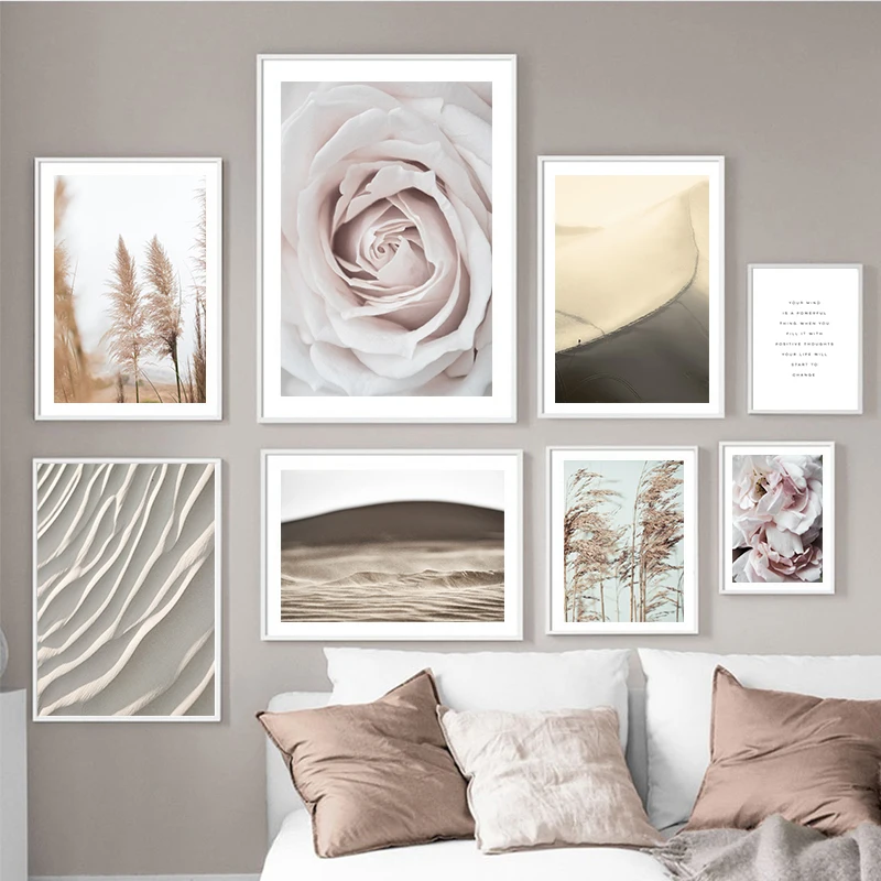 

Nordic Abstract Flower Rose Desert Natural Landscape Canvas Poster Wall Art Modern Living Room Dining Home Decor Print Frameless