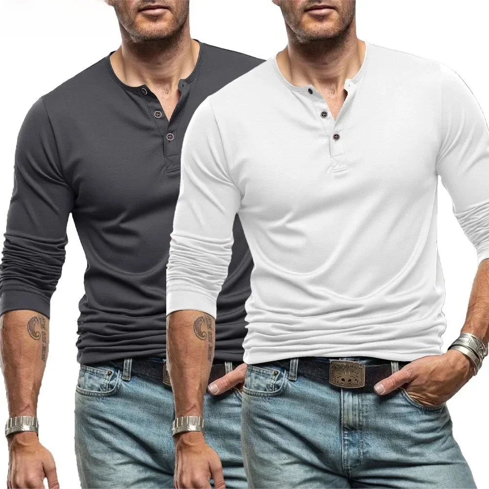 

Мужские футболки-хенли с длинным рукавом, уличный стиль, приталенный крой, топы из искусственной кожи, прочные, с устойчивым цветом, летняя коллекция