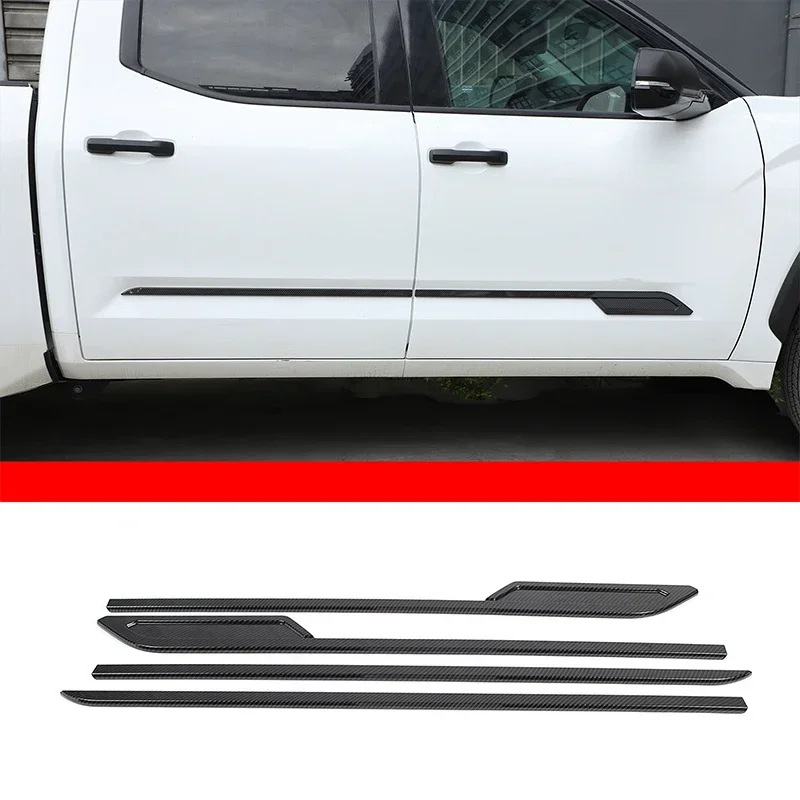 

For Toyota Tundra 2022-2023 Car Body Side Molding Trim Strip ABS Carbon Fiber Exterior Modification Accessories 4 Pcs