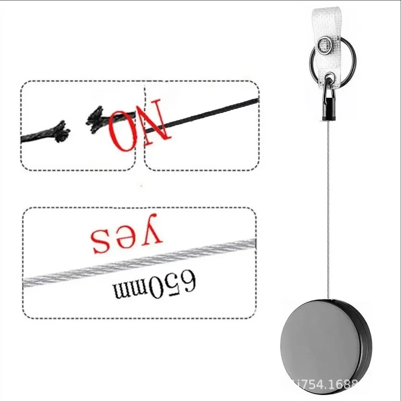 1PC Metal Plating Gray-black Retractable Keychain ID Holder Key Chain Easy Pull Button Key Ring Hot Sale Accessories