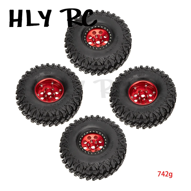 4PCS 1.9 inch Aluminum Alloy Wheels & Rubber Tires Kit For 1/10 Axial Scx10 II 90045 RR10 Traxxas Trx-4 Trx-6 SMT Tamiya CC01 T2