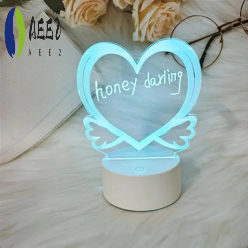 

AEE2-Transparent LED Night Light USB Night Light Erasable Writing Board Desktop Decoration