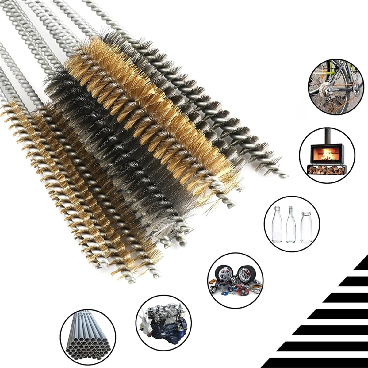 AA25 14-teiliges Set aus Edelstahl-Messingdrahtrohrbürsten, 30,5 cm lange Drahtbürsten für die Rohrreinigungsset, Rohrflaschenbürsten-Set