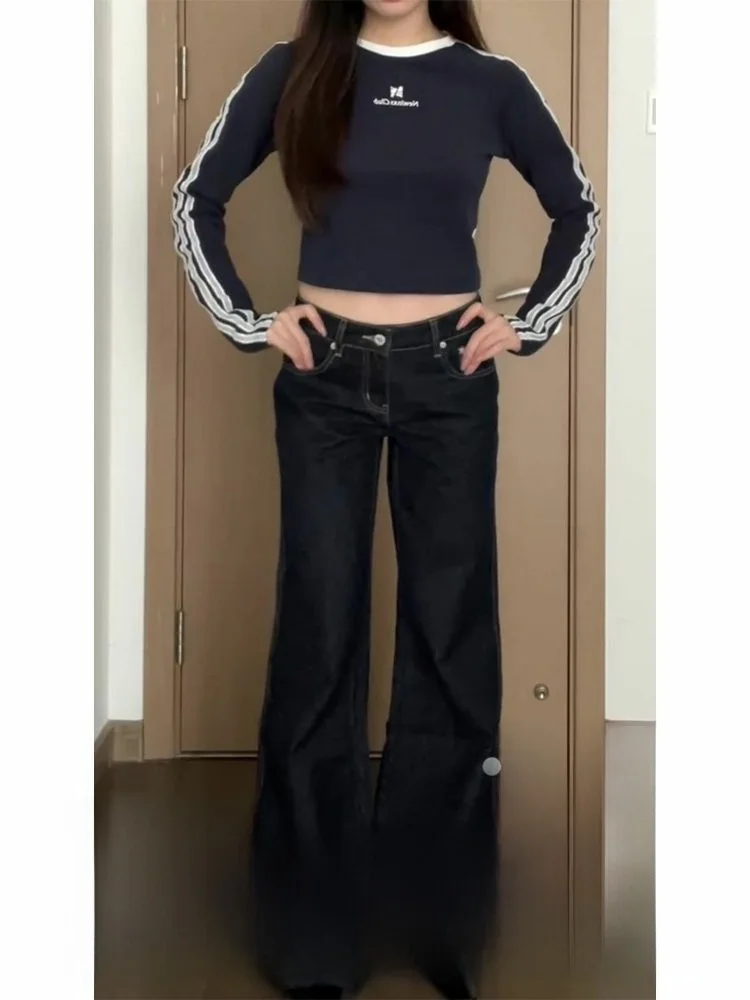 

plus Size American Sle Straight Leg Jeans Women Loose Slimming Low Waist Wide Leg Floor Length Pants Spring Season