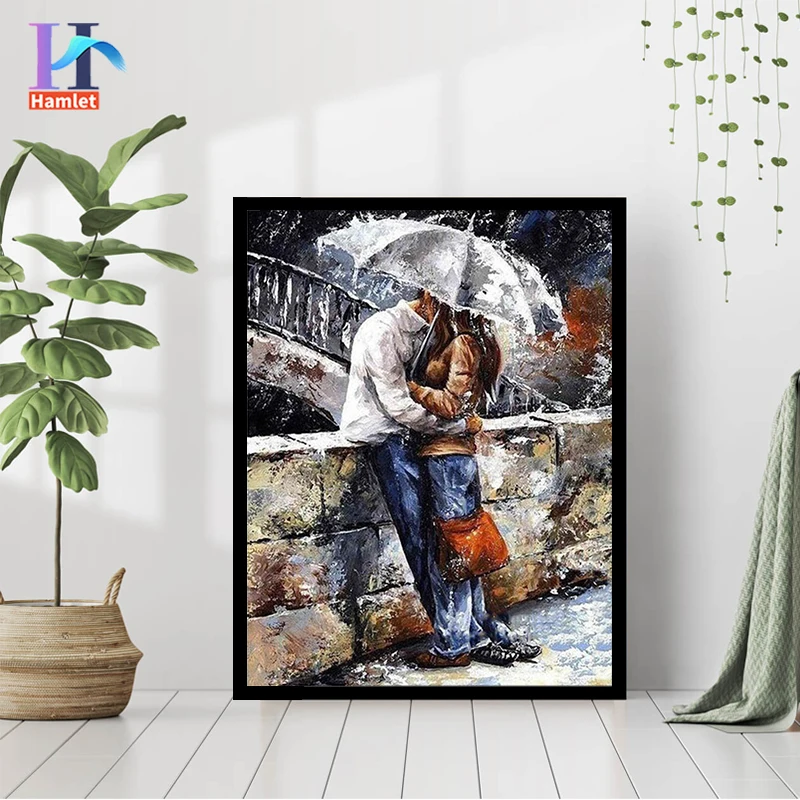 Painting by Numbers France Paris Street Lovers Series Mural High Quality DIY Canvas Handmade Painting