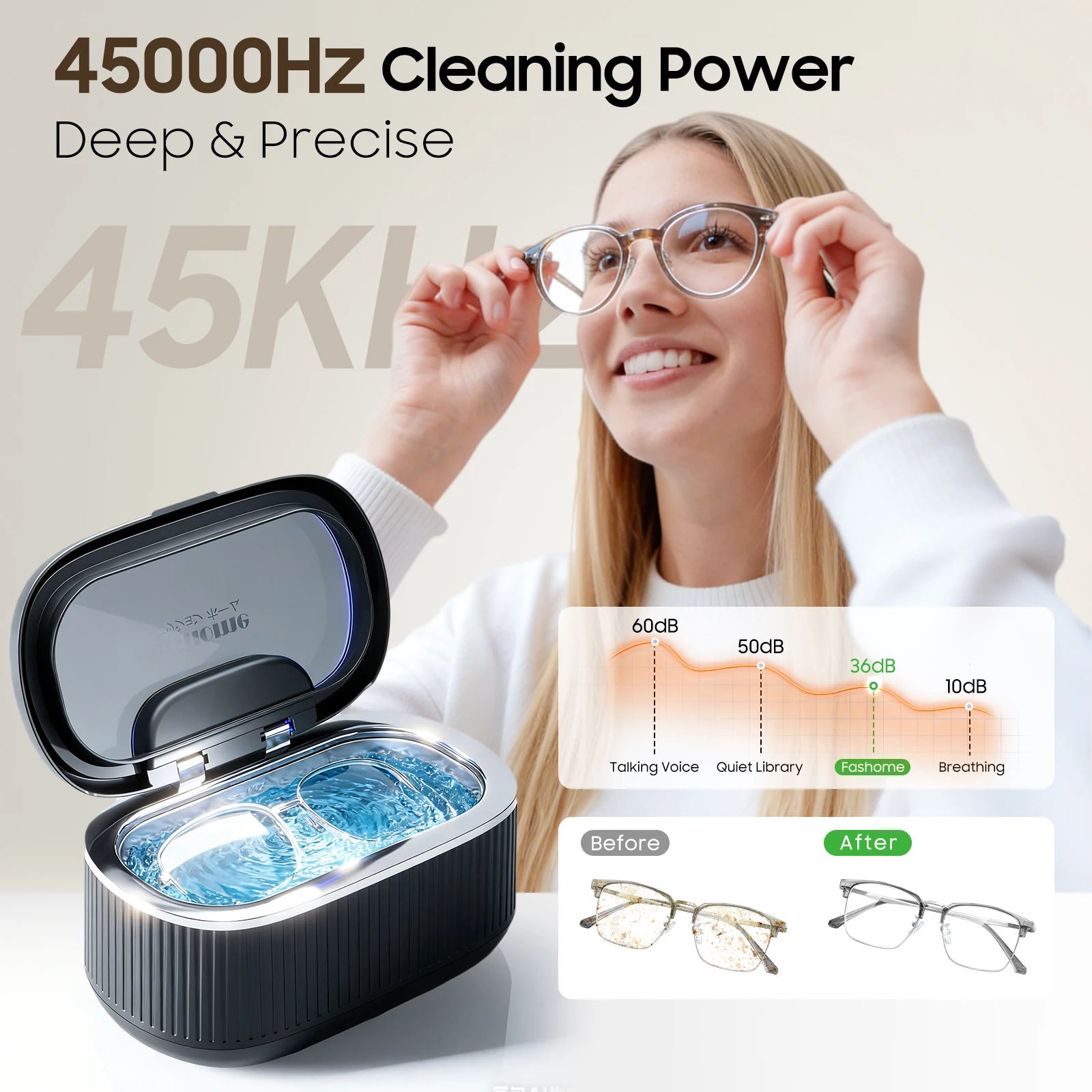 

Ultrasonic Retainer Cleaner Machine 45kHz Dental Cleaning Pod withDigital Timer550ML Capacity Deep Cleaner forJewelry Eyeglasses