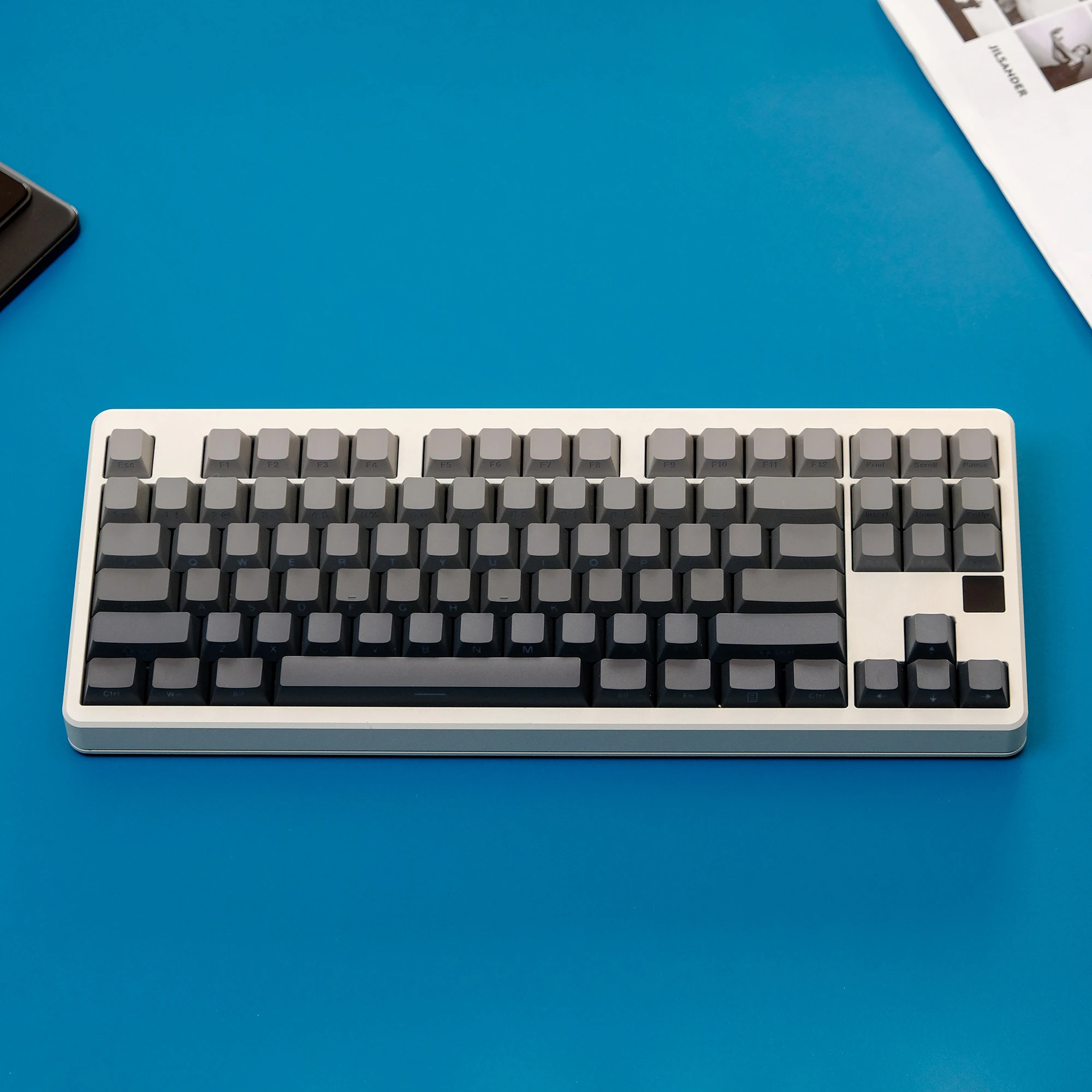 Gradient Grey PBT Side Printed Keycaps Double Shot Shine Through Custom Key caps OEM Profile for MX Switches Gaming Keyboard