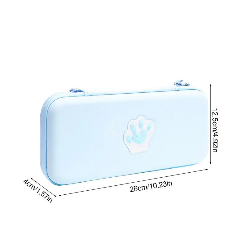 Game Console Travel Bag Blue Cat Paw Pattern Carry Case Hard Shell Pouch Game Console Bag With 10 Game Card Slots Waterproof