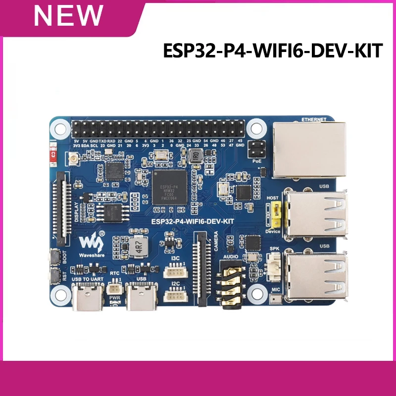 Placa de desenvolvimento waveshare ESP32-P4-WIFI6-DEV-KIT ESP32-P4 de alto desempenho ESP32-P4/ESP32-C6 Suporte Wi-Fi 6/Bluetooth 5/BLE 5