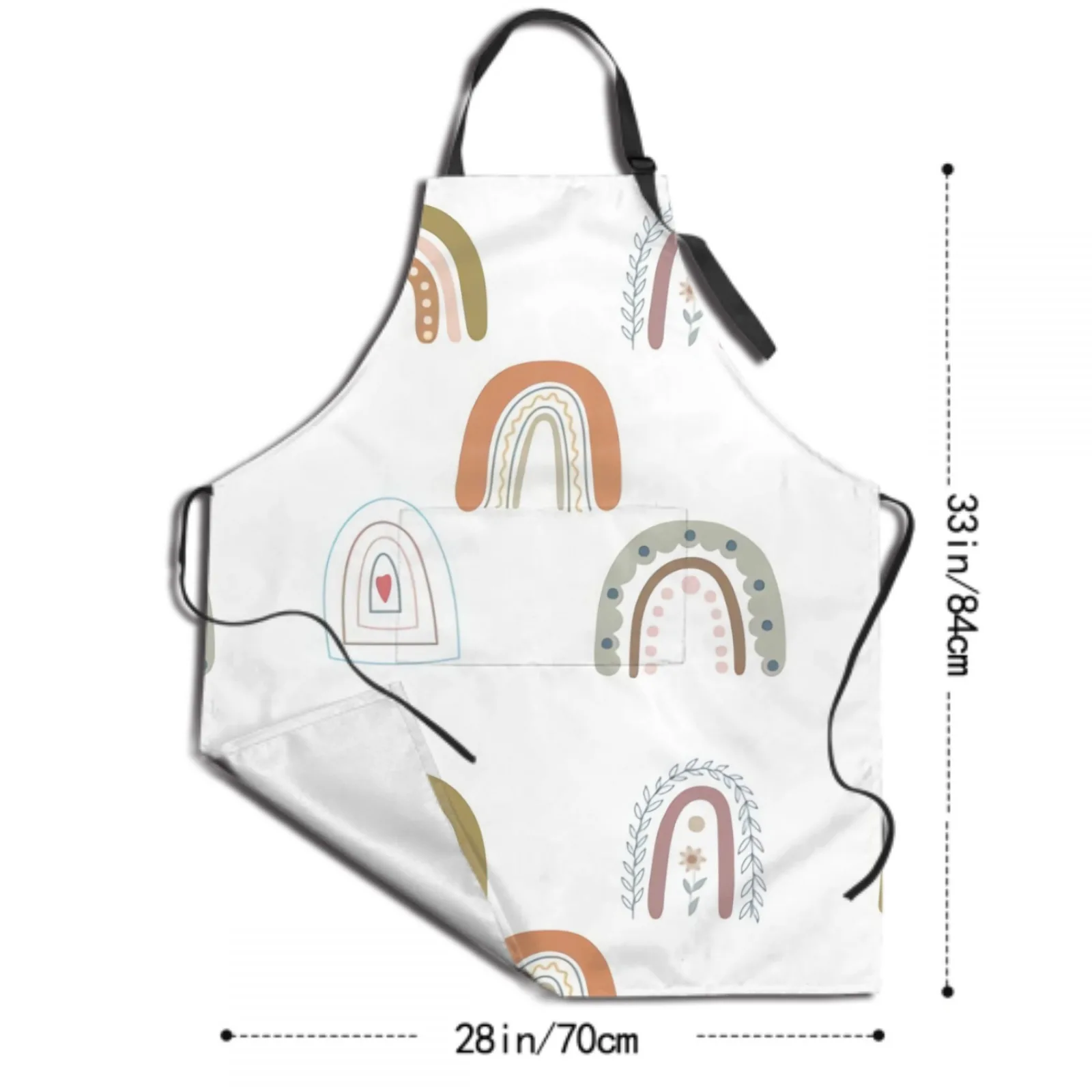 Watercolor Waterproof Apron with 2 Pockets Kitchen Chef Apron Colorful Apron for Hair Brushing Cooking Baking Painting Gardening