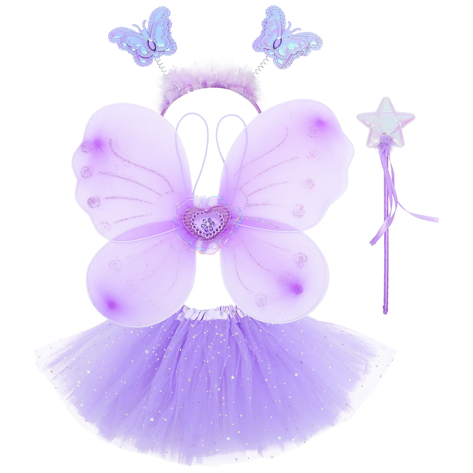 

Butterfly Wings Four Piece Set Halloween Costumes Dress Performance Cosplay Kit Festival Kid's Fabric Girl's Baby