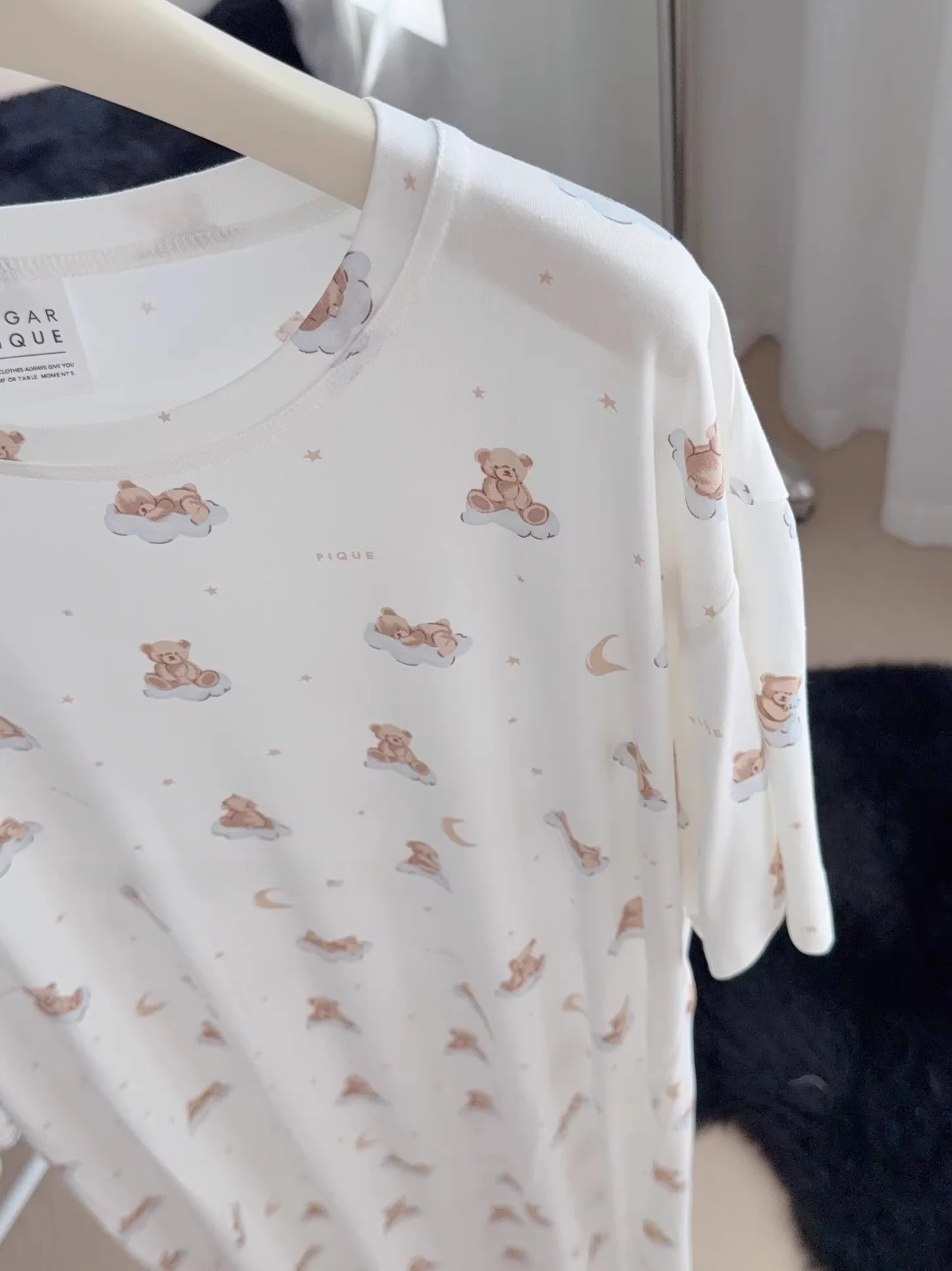 

2025 New Multi-Color ort Sve Modal Mid-Length Sp Dr Cute Cartoon Bear Ice Cr Moon Home Clothes Women