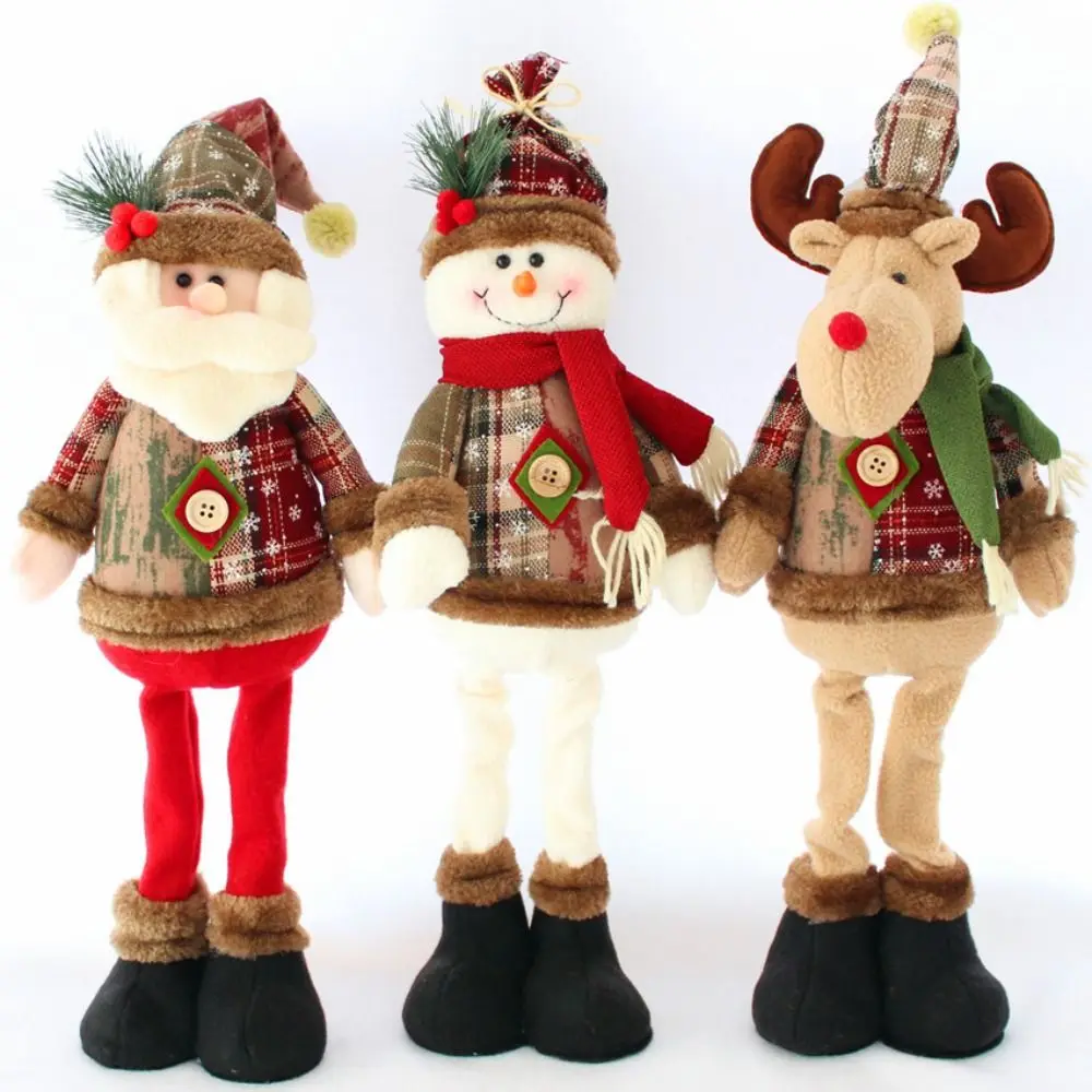 Christmas Snowman Reindeer Doll Washable Scalable Kawaii Xmas Decorations New Year Gift Leg Table Mantel Party Supplies