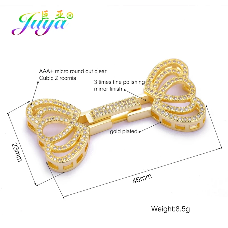 Juya 18K Gold Plated Jewelry Material Fastener Closure Lock Clasps For DIY Natural Stones Beads Pearls Bracelet Necklace Making