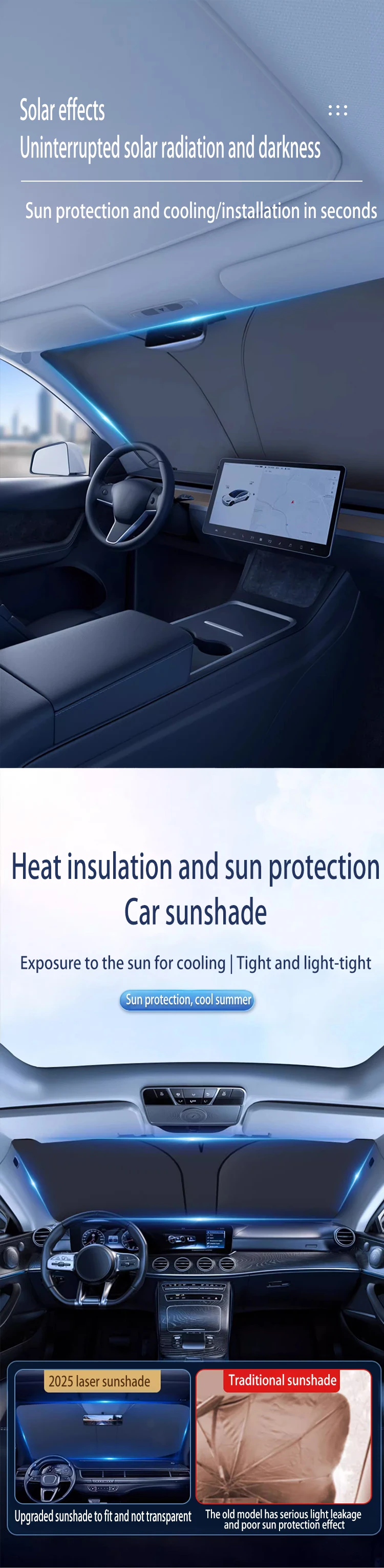 Auto-Sonnenblende für Jetour T2 Traveller 2023~2026 2024 – Frontscheiben-Sonnenschutz mit Wärmeisolierung für den Sommer, Kühlzubehör – Detail 3