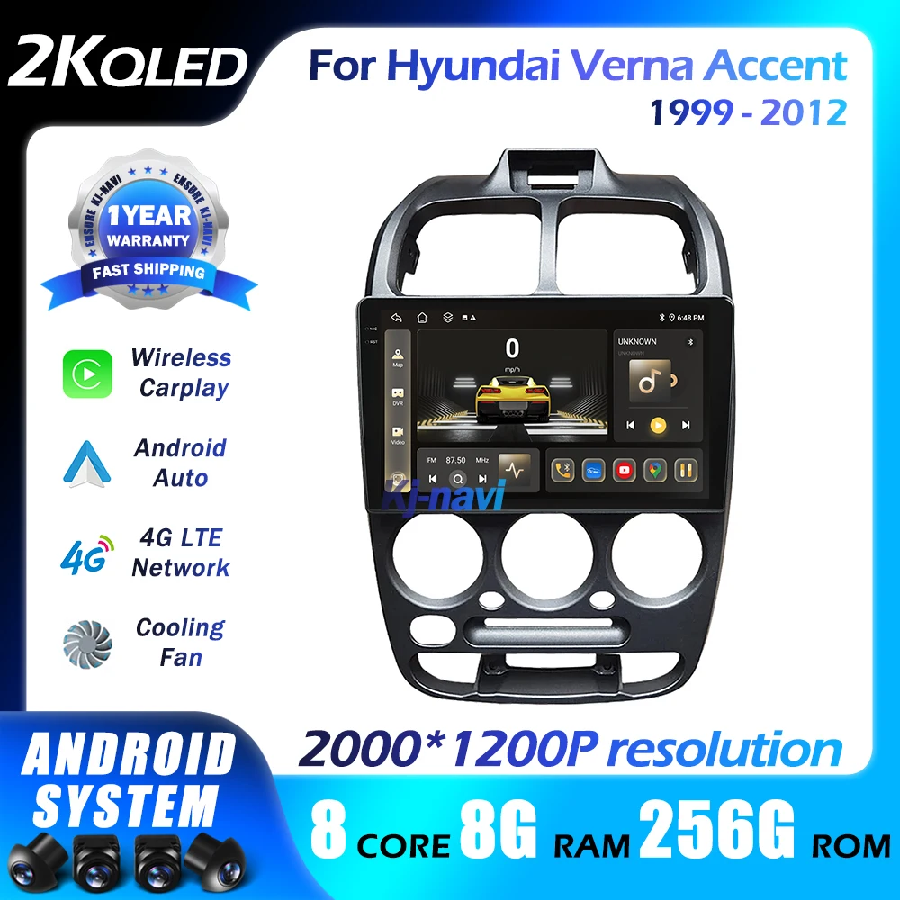 

Android 14 For Hyundai Verna Accent 1999 - 2012 Multimedia Vehicle GPS Lettore QLED Video Autoradio Navigation Car Radio 5GWifi