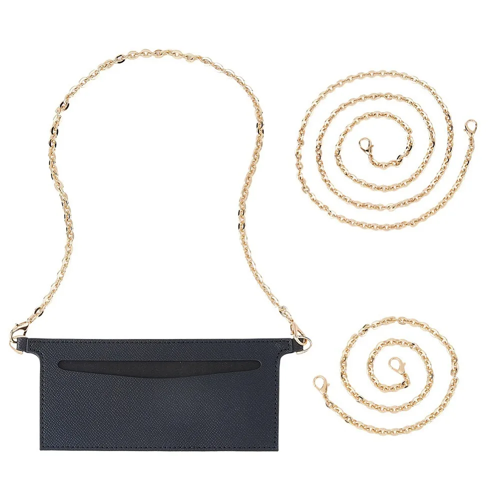 

1Pc Rectangle PU Leather Purse Organizer Inserts with 2Pcs 2 Styles Zinc Alloy Cable Chain Crossbody Bag Chains Golden Black