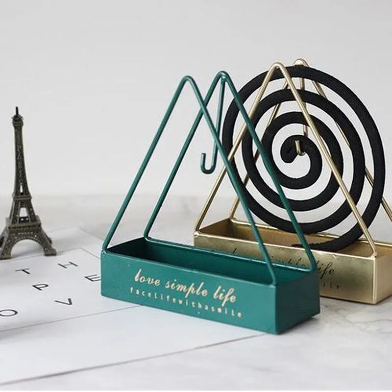 Nordic Creative Anti-Scald Mosquito Coil Holder with Tray Iron Triangular Shape Mosquitos Repellent Incense Rack Home Decoration