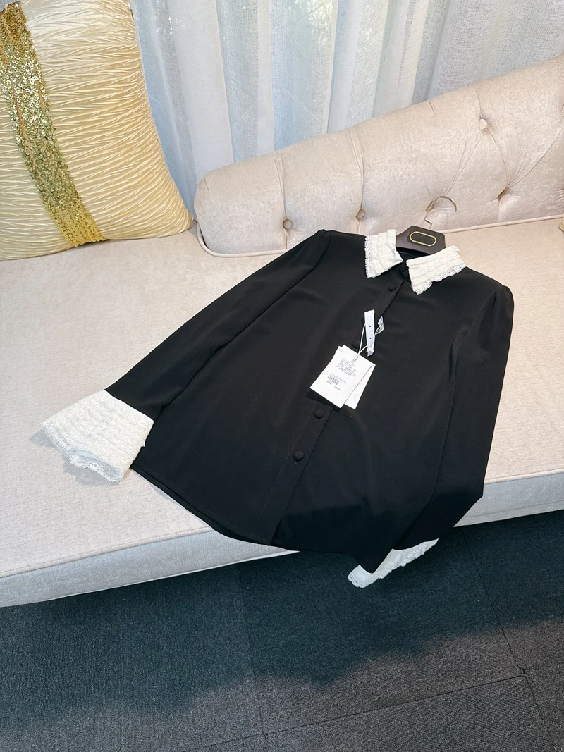 

Ретро Splicinolor Cla, легкая многослойная отделка, эластичная женская одежда Fene Sle, универсальная деловая повседневная полиэстеровая отделка...