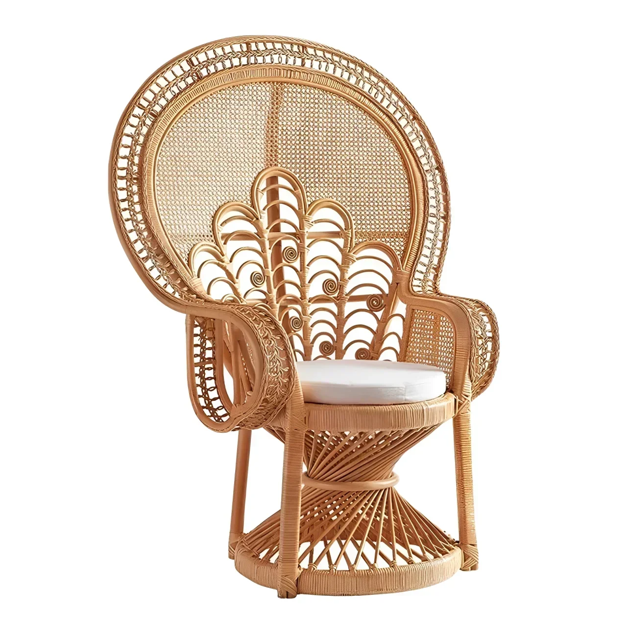 Original Rattan Peacock Chair Backrest Rattan Chair Art Rattan Furniture high quality Creative Wedding Props