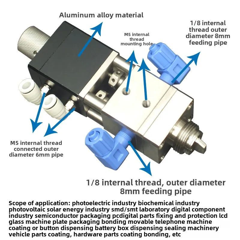

Двойной жидкий клапан для УФ-клея с большим расходом, одноцилиндровый дозирующий клапан из нержавеющей стали для промышленного оборудования Ab Machinery