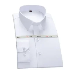 Men's formal shirt, bamboo fiber long sleeved white business casual professional  shirt, non iron shirt