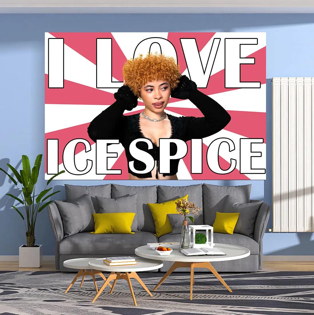 I Love Ice Spice Hanging Tapestry Rapper Jesus Printed Dorm Or Bedroom Background Cloth Aesthetic Home Decoration