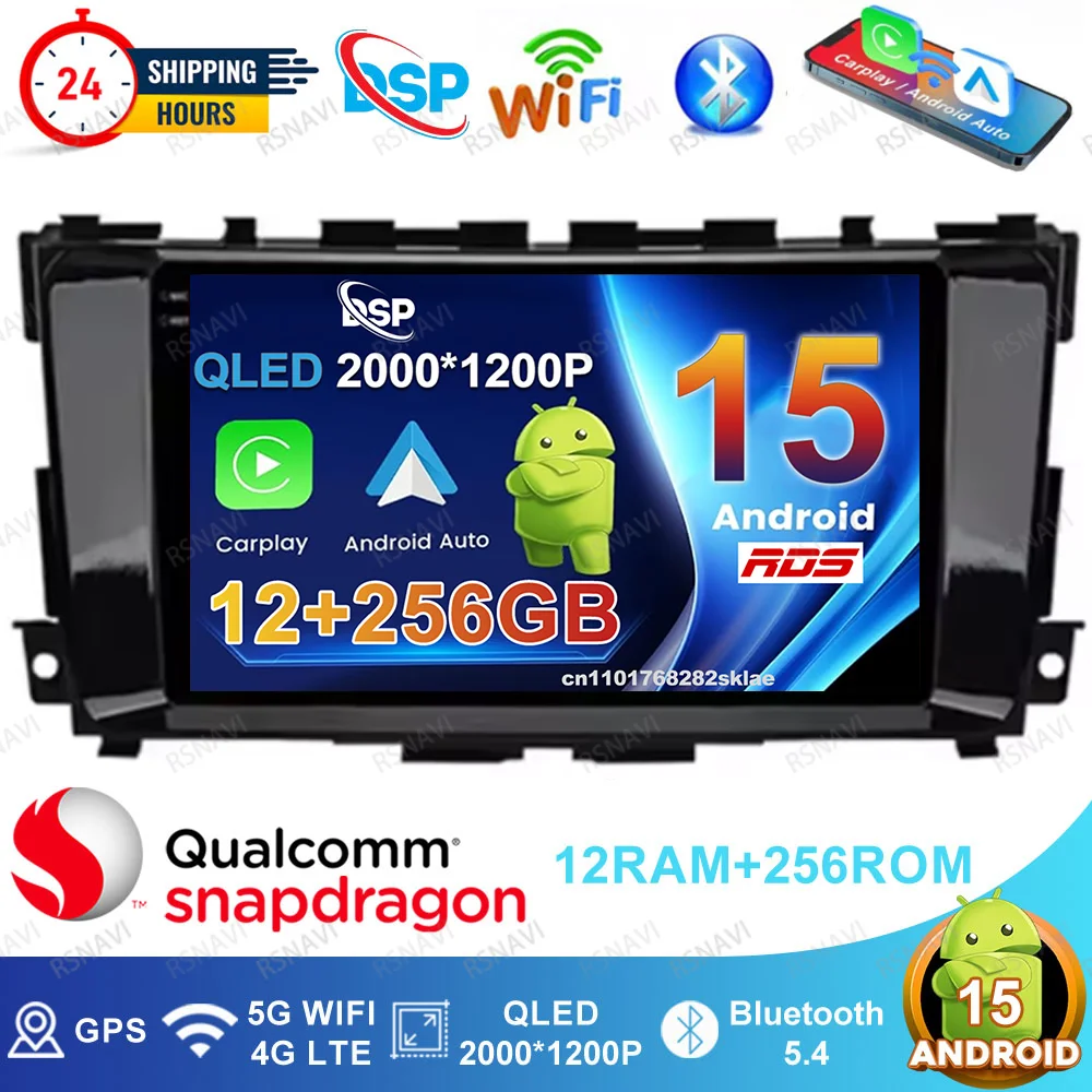 Radio de coche Android 15 para Nissan Teana 3 Altima 5 L33 2013 2014- 2018 Snapdragon AUTO WIFI + 4G LTE IPS NO 2DIN RDS QLED Systems