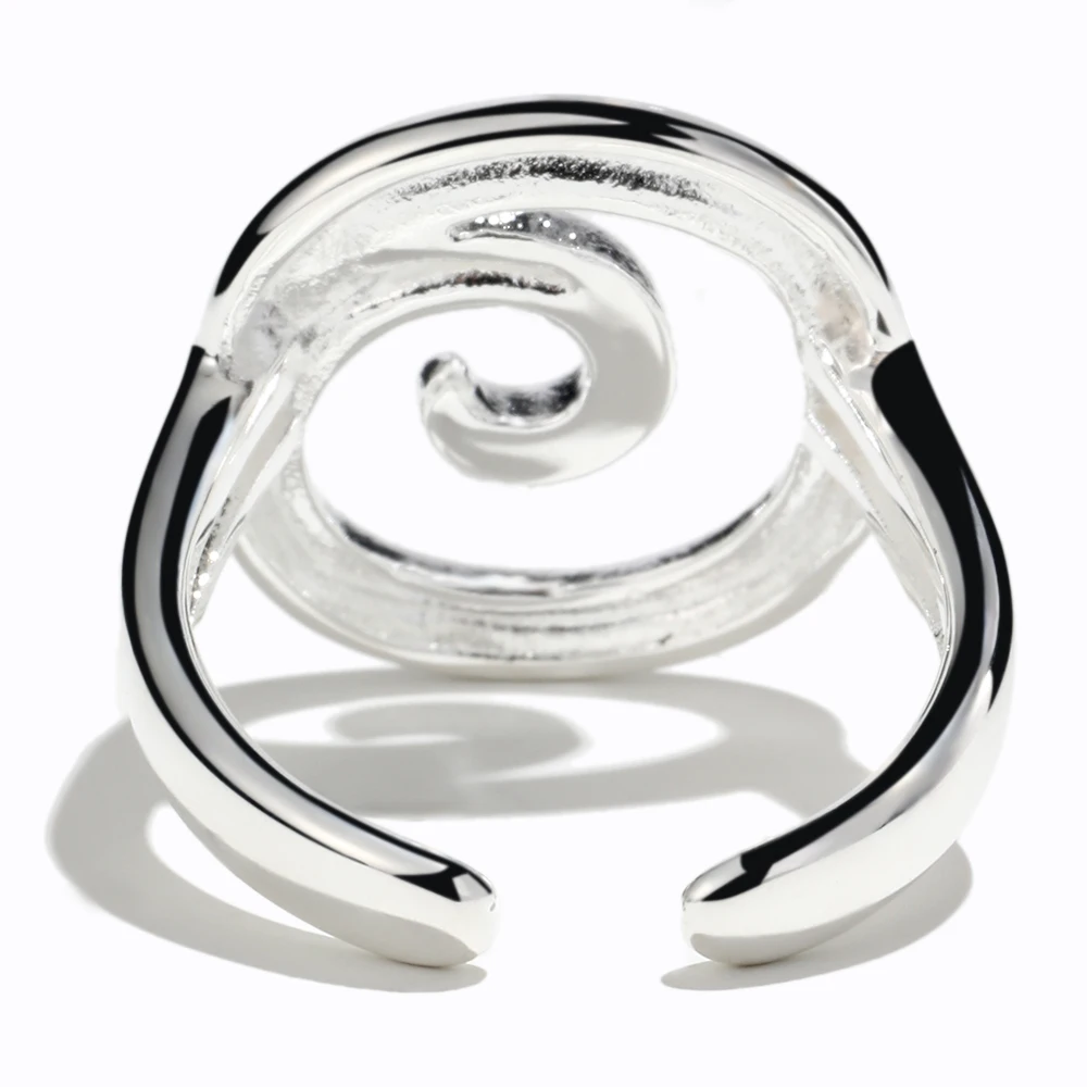 

E.B.belle Stainless Steel Sliver Plated Spiral Geometric Opening Ring Waterproof Exclusive Daily Jewelry for Women Wholesale